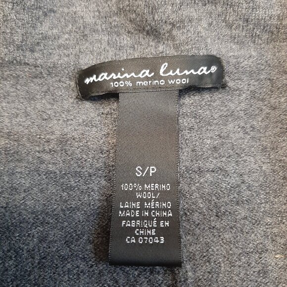 Marina Luna Women's Gray Black 100% Merino Wool Knit Cardigan Size S - Picture 7 of 7